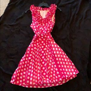 Hot pink polka dot sleeveless dress